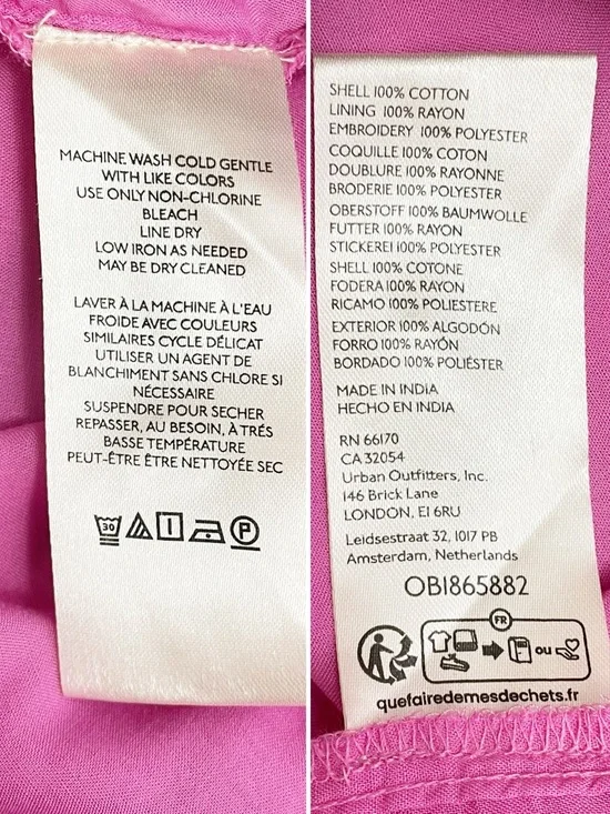 NWT Free People Tory Embroidered Mini Dress Pink Smocked Floral Boho Size Large - Picture 15 of 16